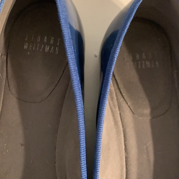 Stuart Weitzman patent leather blue flats w/studs. Preowned-see pics.  Size 9.5 - Picture 4 of 9